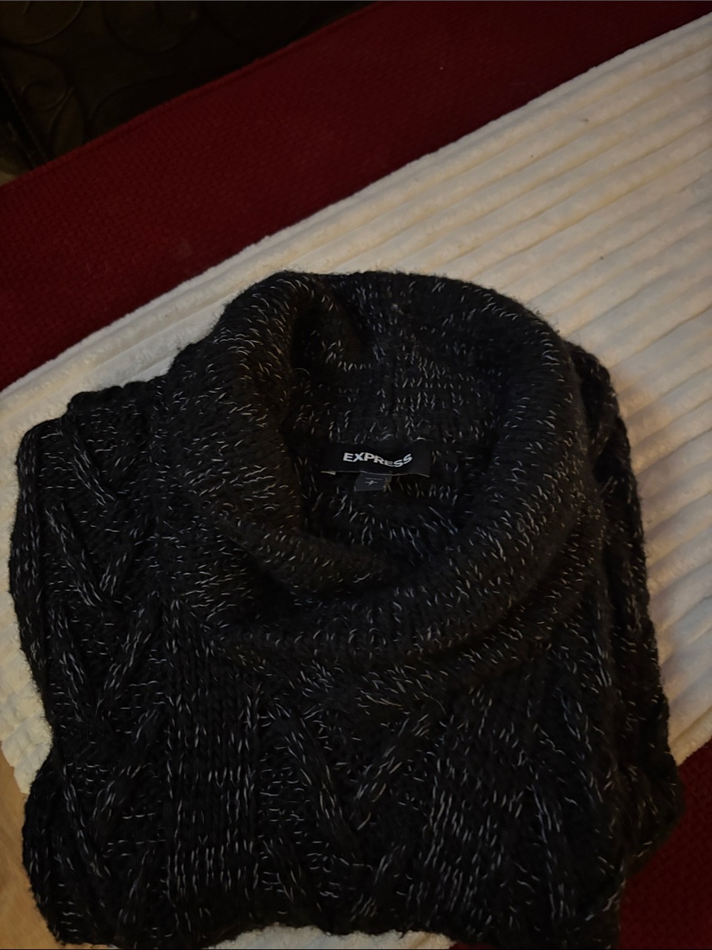 Express Men’s Black Marled Cowl Neck Sweater